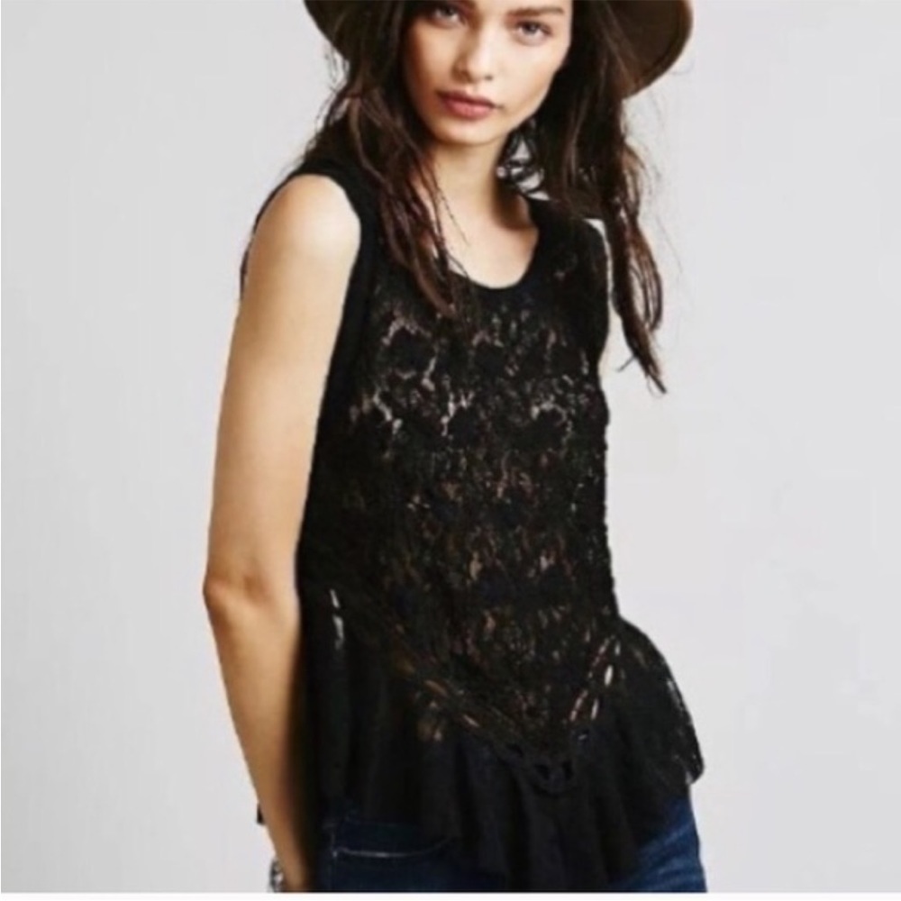 Free people “dark bloom” lace top open back rare - Picture 3 of 11
